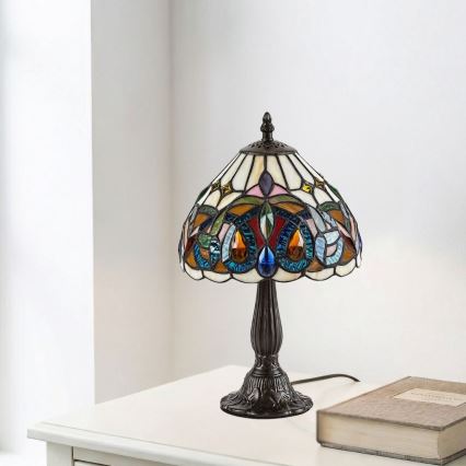 Brilagi - Tiffany-tyylinen lasikupuinen pöytävalaisin LUISA 1xE14/40W/230V