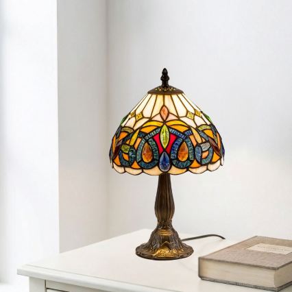 Brilagi - Tiffany-tyylinen lasikupuinen pöytävalaisin LUISA 1xE14/40W/230V