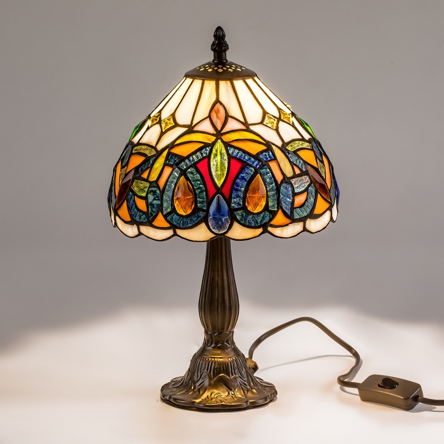 Brilagi - Tiffany-tyylinen lasikupuinen pöytävalaisin LUISA 1xE14/40W/230V