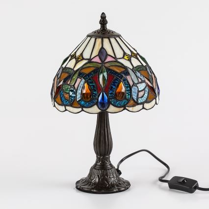 Brilagi - Tiffany-tyylinen lasikupuinen pöytävalaisin LUISA 1xE14/40W/230V