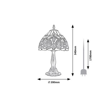 Brilagi - Tiffany-tyylinen lasikupuinen pöytävalaisin LUISA 1xE14/40W/230V