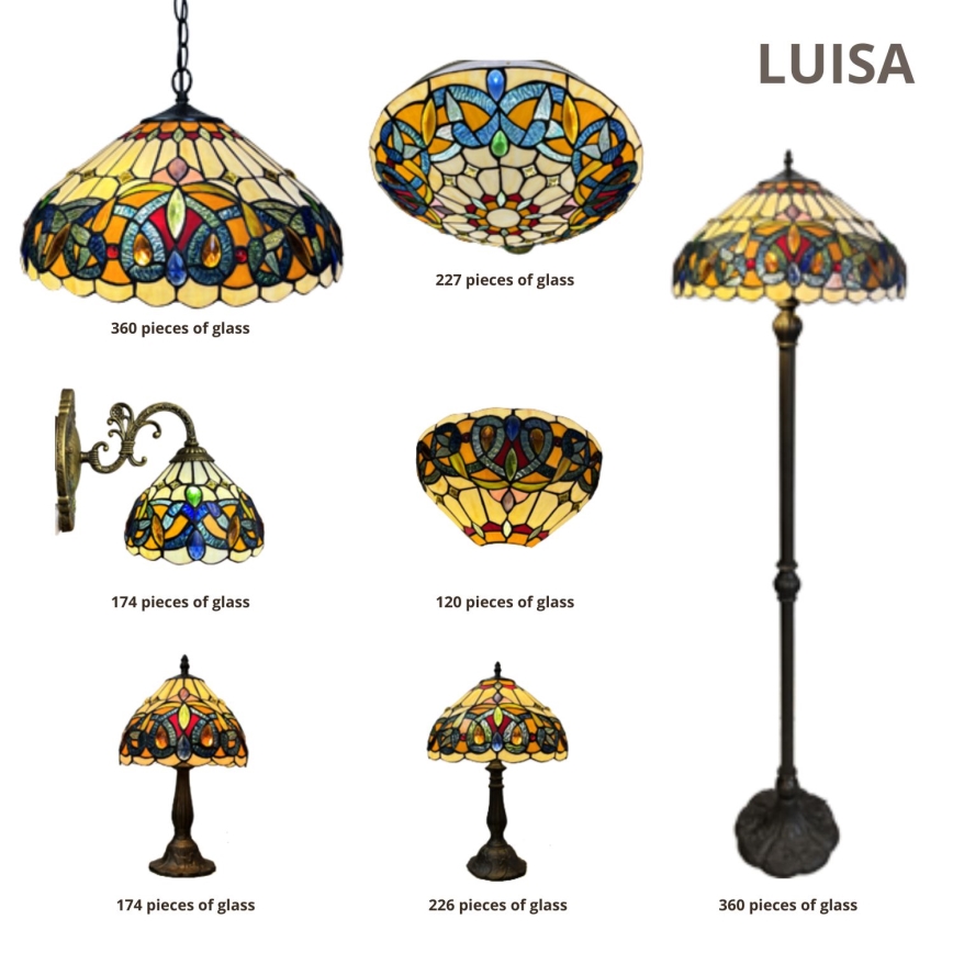 Brilagi - Tiffany-tyylinen lasikupuinen pöytävalaisin LUISA 1xE14/40W/230V