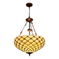 BRILAGI - Tiffany-tyylinen lasimosaiikkikattokruunu ketjulla IVORY SMOOTH 3xE27/60W/230V Ø 50 cm