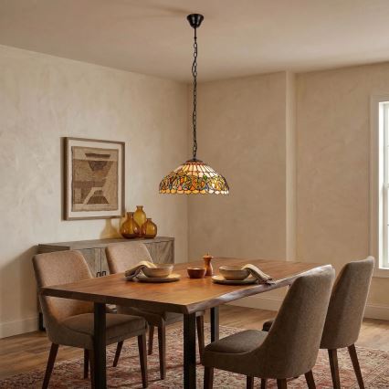 Brilagi - Tiffany-tyylinen lasimosaiikkikattokruunu ketjulla LUISA 2xE27/60W/230V