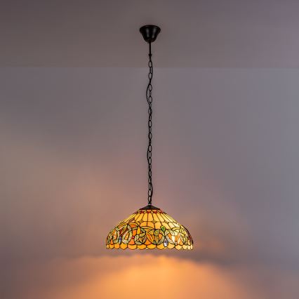 Brilagi - Tiffany-tyylinen lasimosaiikkikattokruunu ketjulla LUISA 2xE27/60W/230V