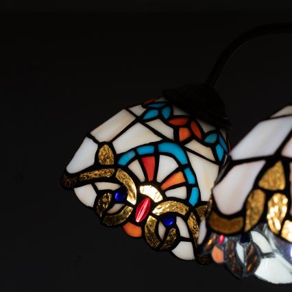 Brilagi - Tiffany-tyylinen lasimosaiikkikattokruunu MIRABELLA, pinta-asennettava, 5xE27/60W/230V, halkaisija 60 cm