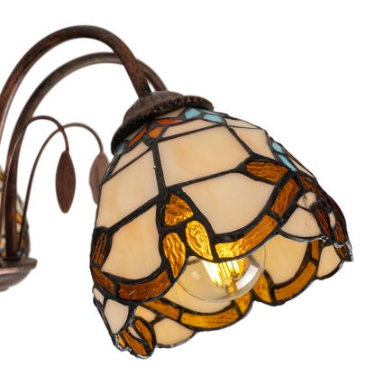 Brilagi - Tiffany-tyylinen lasimosaiikkikattokruunu MIRABELLA, pinta-asennettava, 5xE27/60W/230V, halkaisija 60 cm