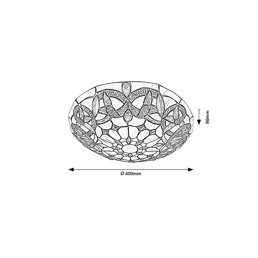 Brilagi - Tiffany-tyylinen lasimosaiikkikattovalaisin LUISA 2xE27/60W/230V, halkaisija 40 cm