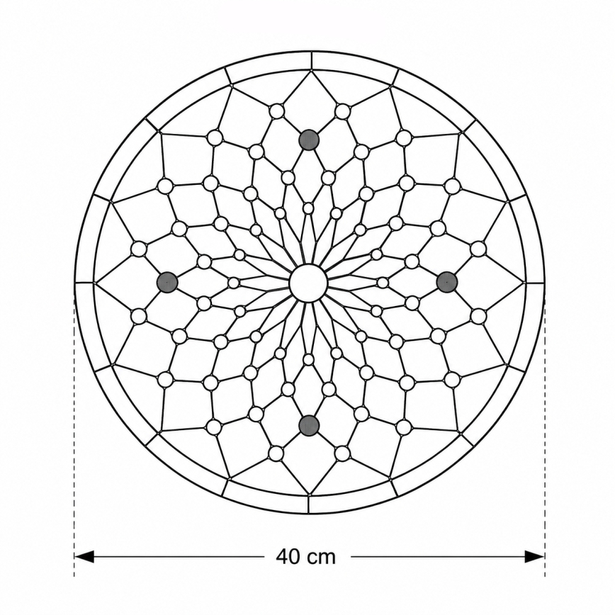 Brilagi - Tiffany-tyylinen lasimosaiikkikattovalaisin, luunvalkoinen, 3 x E27/60 W/230 V, Ø 40 cm