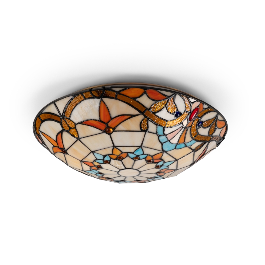 Brilagi - Tiffany-tyylinen lasimosaiikkikattovalaisin MIRABELLA 2xE27/60W/230V halkaisija 40 cm