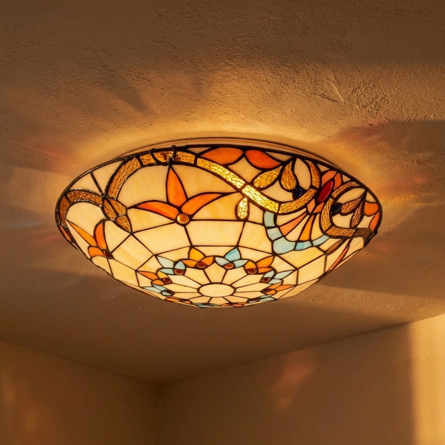 Brilagi - Tiffany-tyylinen lasimosaiikkikattovalaisin MIRABELLA 2xE27/60W/230V halkaisija 40 cm