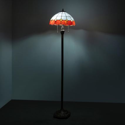 Brilagi - Tiffany-tyylinen lasimosaiikkilattiavalaisin SIENNA 2xE27/60W/230V