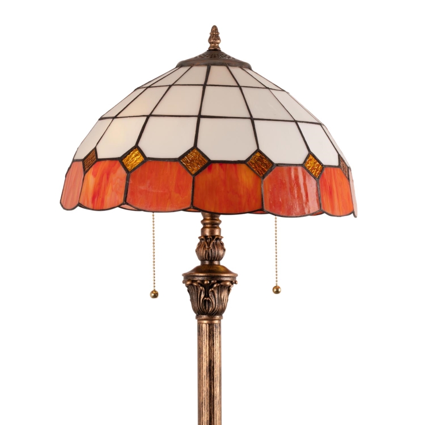 Brilagi - Tiffany-tyylinen lasimosaiikkilattiavalaisin SIENNA 2xE27/60W/230V