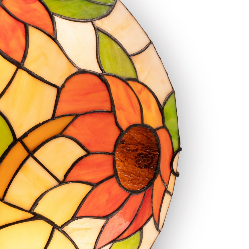 Brilagi - Tiffany-tyylinen lasimosaiikkinen kattovalaisin SUNFLOWER, 2 x E27, max. 60 W, 230 V, halkaisija 40 cm