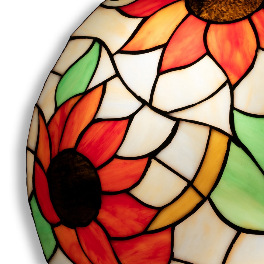 Brilagi - Tiffany-tyylinen lasimosaiikkinen kattovalaisin SUNFLOWER, 2 x E27, max. 60 W, 230 V, halkaisija 40 cm