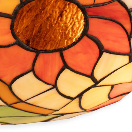 Brilagi - Tiffany-tyylinen lasimosaiikkinen kattovalaisin SUNFLOWER, 2 x E27, max. 60 W, 230 V, halkaisija 40 cm
