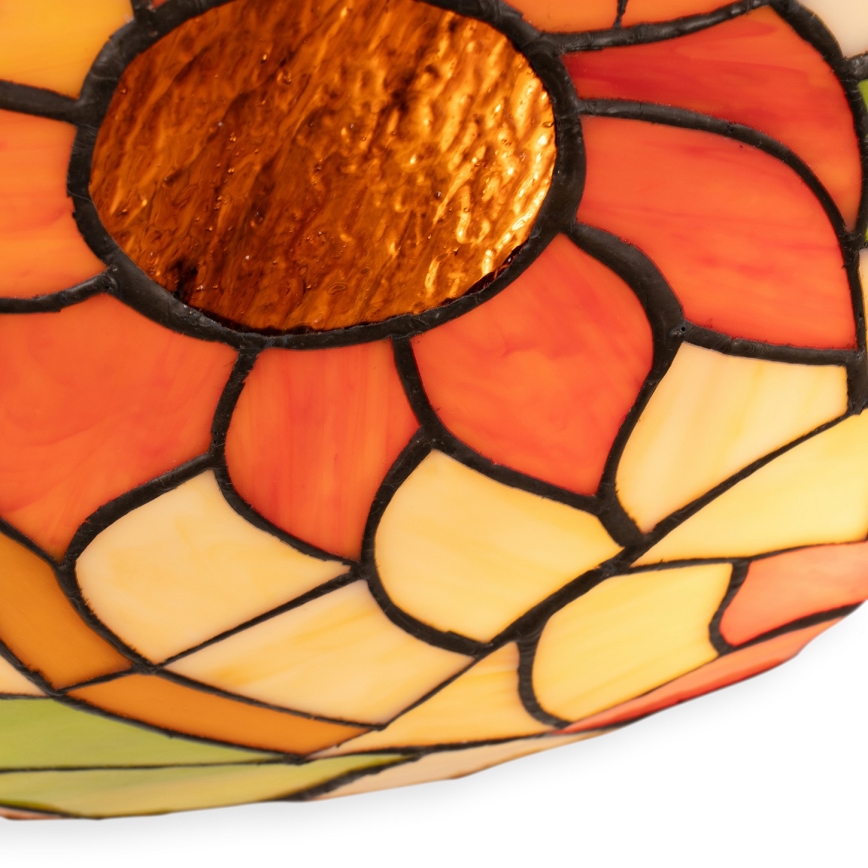 Brilagi - Tiffany-tyylinen lasimosaiikkinen kattovalaisin SUNFLOWER, 2 x E27, max. 60 W, 230 V, halkaisija 40 cm