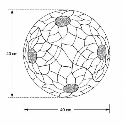 Brilagi - Tiffany-tyylinen lasimosaiikkinen kattovalaisin SUNFLOWER, 2 x E27, max. 60 W, 230 V, halkaisija 40 cm