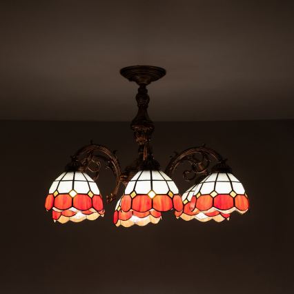 Brilagi - Tiffany-tyylinen, lasimosaiikkinen pinta-asennettava kattovalaisin SIENNA 6xE27/60W/230V halkaisija 60 cm