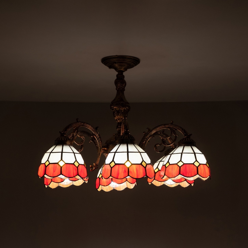 Brilagi - Tiffany-tyylinen, lasimosaiikkinen pinta-asennettava kattovalaisin SIENNA 6xE27/60W/230V halkaisija 60 cm