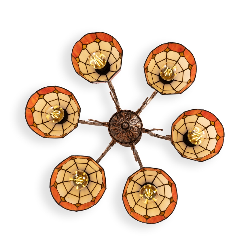 Brilagi - Tiffany-tyylinen, lasimosaiikkinen pinta-asennettava kattovalaisin SIENNA 6xE27/60W/230V halkaisija 60 cm