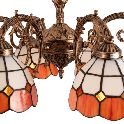 Brilagi - Tiffany-tyylinen, lasimosaiikkinen pinta-asennettava kattovalaisin SIENNA 6xE27/60W/230V halkaisija 60 cm