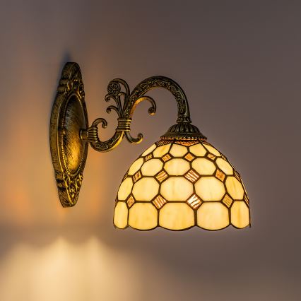 Brilagi - Tiffany-tyylinen lasimosaiikkinen seinävalaisin DORAN 1xE27/40W/230V