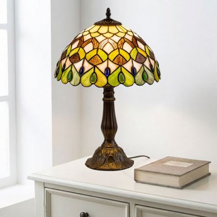 Brilagi - Tiffany-tyylinen lasimosaiikkipöytälamppu MARGARET 1xE27/40W/230V