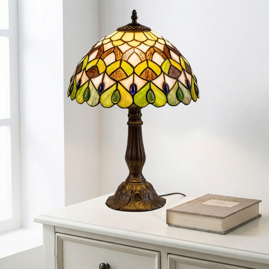 Brilagi - Tiffany-tyylinen lasimosaiikkipöytälamppu MARGARET 1xE27/40W/230V
