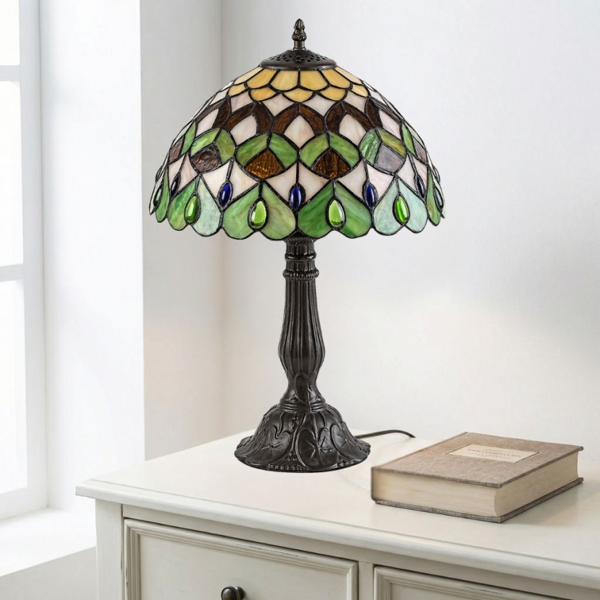 Brilagi - Tiffany-tyylinen lasimosaiikkipöytälamppu MARGARET 1xE27/40W/230V