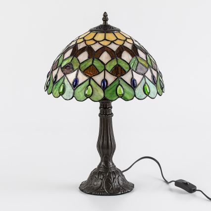 Brilagi - Tiffany-tyylinen lasimosaiikkipöytälamppu MARGARET 1xE27/40W/230V