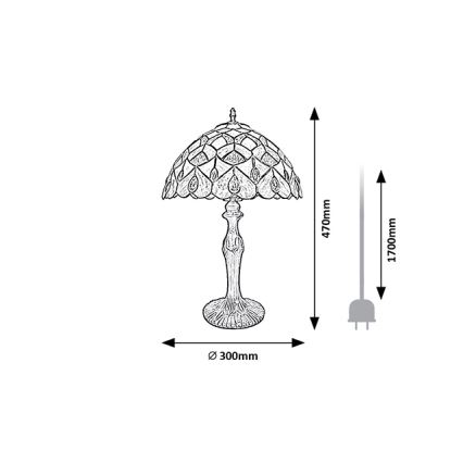 Brilagi - Tiffany-tyylinen lasimosaiikkipöytälamppu MARGARET 1xE27/40W/230V