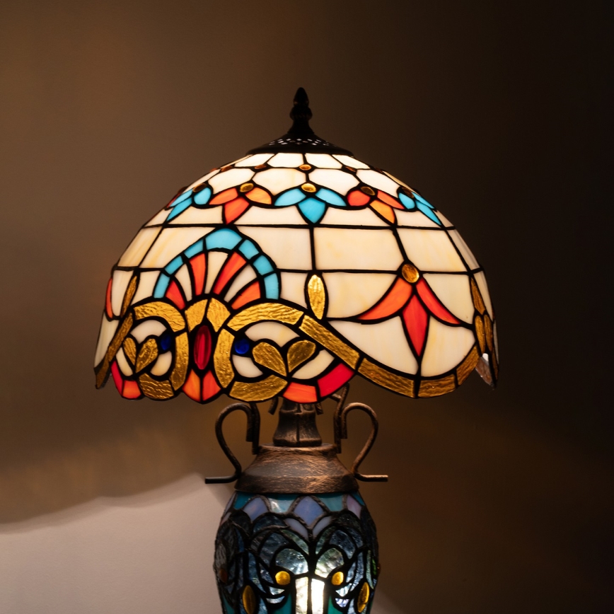 Brilagi - Tiffany-tyylinen lasimosaiikkipöytälamppu MIRABELLA 1xE27/60W/230V + 1xE14/40W