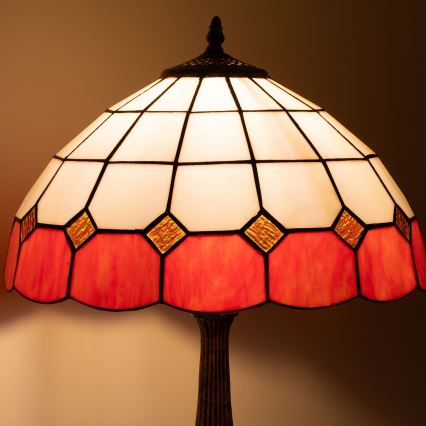 Brilagi - Tiffany-tyylinen lasimosaiikkipöytälamppu SIENNA 2xE27/60W/230V