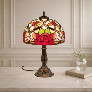 Brilagi - Tiffany-tyylinen lasimosaiikkipöytävalaisin GARLAN 1xE27/40W/230V