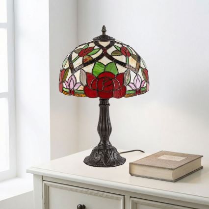 Brilagi - Tiffany-tyylinen lasimosaiikkipöytävalaisin GARLAN 1xE27/40W/230V