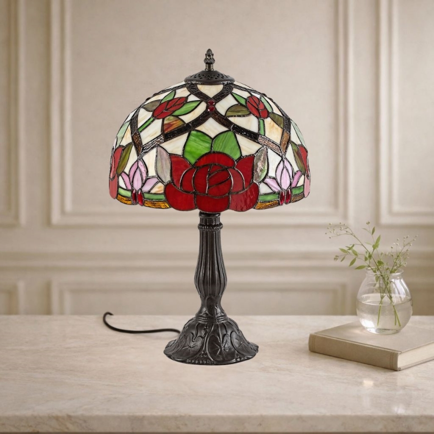 Brilagi - Tiffany-tyylinen lasimosaiikkipöytävalaisin GARLAN 1xE27/40W/230V
