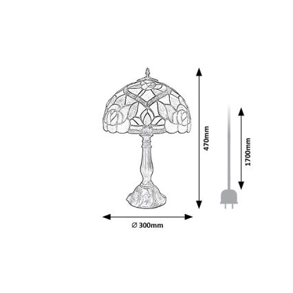 Brilagi - Tiffany-tyylinen lasimosaiikkipöytävalaisin GARLAN 1xE27/40W/230V