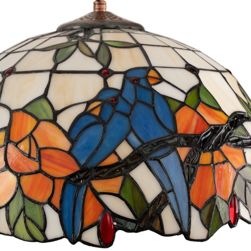 Brilagi - Tiffany-tyylinen lasimosaiikkiriippuvalaisin ketjulla JUNGLE 1xE27/60W/230V, halkaisija 40 cm