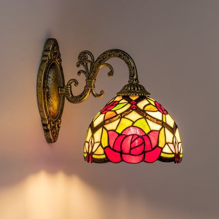 Brilagi - Tiffany-tyylinen lasimosaiikkiseinävalaisin GARLAN 1xE27/40W/230V