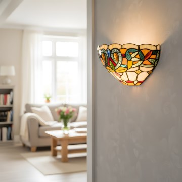 Brilagi - Tiffany-tyylinen lasimosaiikkiseinävalaisin LUISA 1xE27/40W/230V