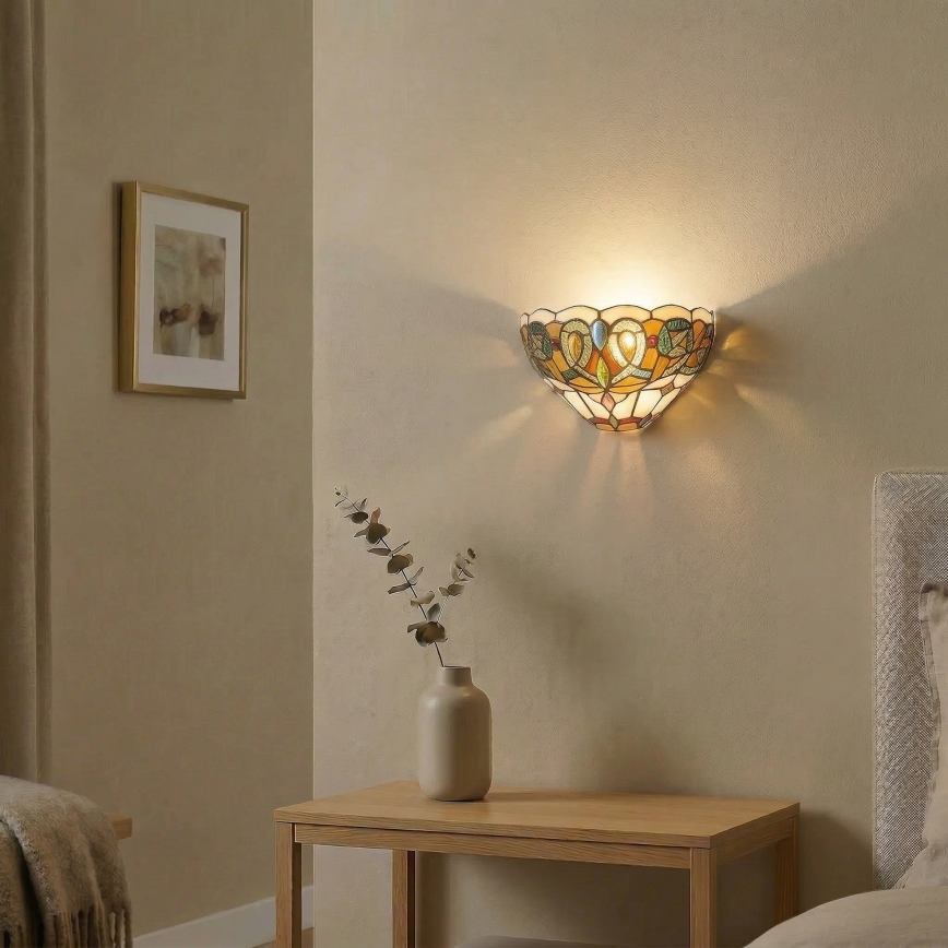 Brilagi - Tiffany-tyylinen lasimosaiikkiseinävalaisin LUISA 1xE27/40W/230V