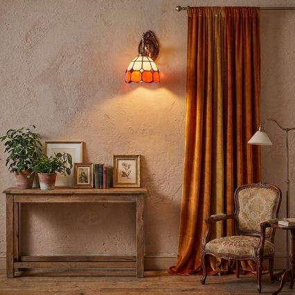 Brilagi - Tiffany-tyylinen lasimosaiikkiseinävalaisin SIENNA 1xE14/40W/230V
