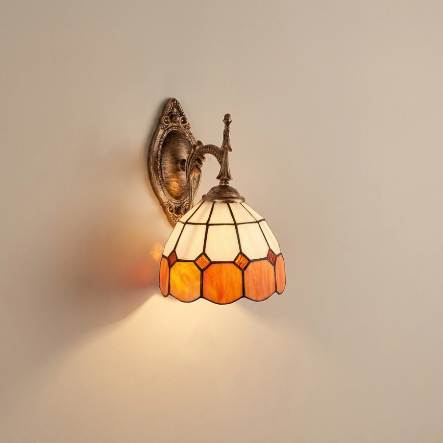 Brilagi - Tiffany-tyylinen lasimosaiikkiseinävalaisin SIENNA 1xE14/40W/230V