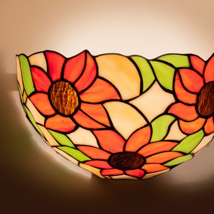 Brilagi - Tiffany-tyylinen lasimosaiikkiseinävalaisin SUNFLOWER 1xE14/40W/230V