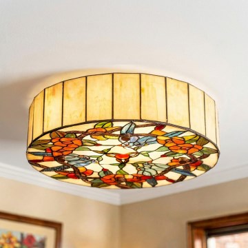 BRILAGI - Tiffany-tyylinen lasinen kattovalaisin JUNGLE 2xE27/60W/230V halkaisija 40 cm