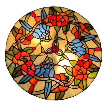 Brilagi - Tiffany-tyylinen lasinen kattovalaisin JUNGLE 3xE27/60W/230V, halkaisija 40 cm