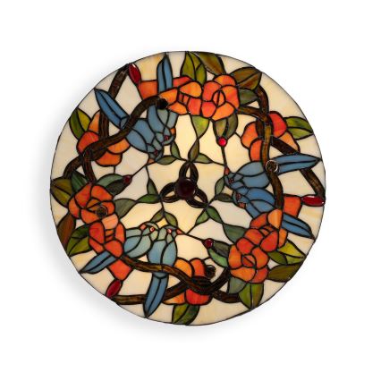 Brilagi - Tiffany-tyylinen lasinen kattovalaisin JUNGLE 3xE27/60W/230V, halkaisija 40 cm