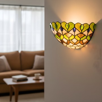 Brilagi - Tiffany-tyylinen lasinen seinävalaisin MARGARET 1xE27/40W/230V