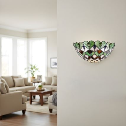 Brilagi - Tiffany-tyylinen lasinen seinävalaisin MARGARET 1xE27/40W/230V